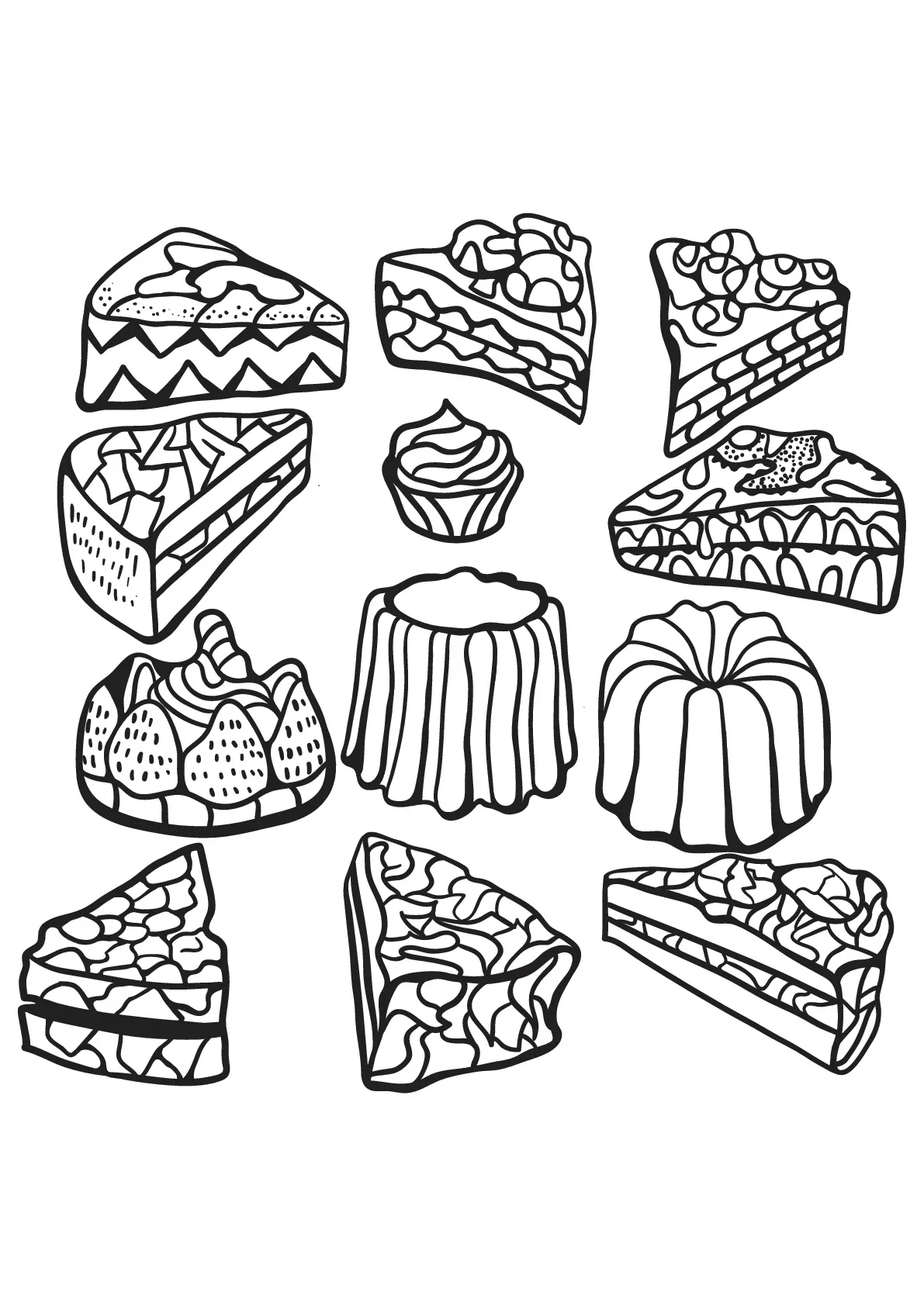 Cupcake-6 (Pagina Cupcakes e Dolci da Colorare per bambini)
