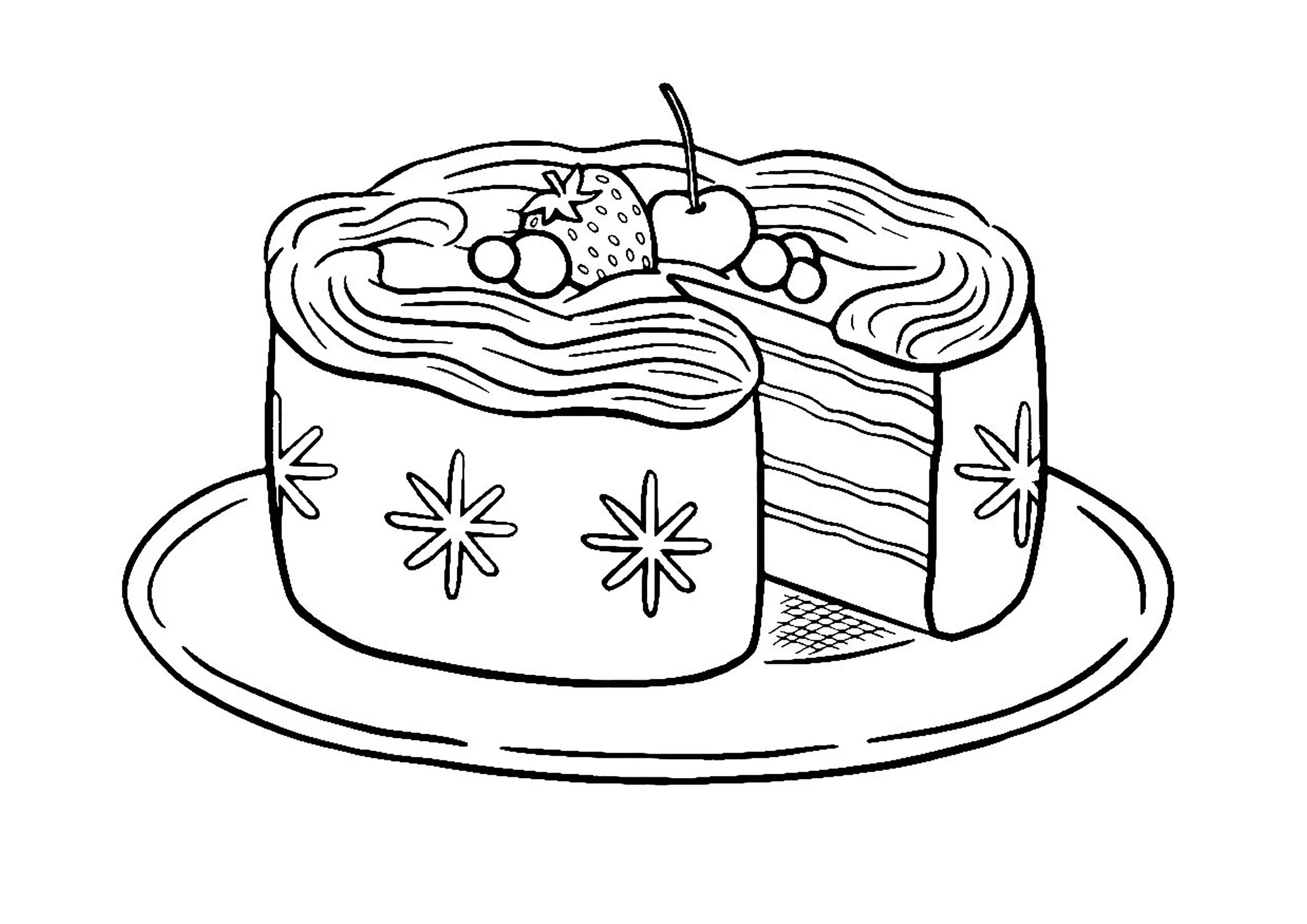 Torta semplice da colorare (Cupcakes e Dolci)