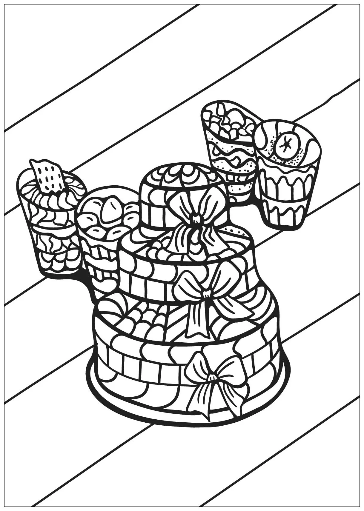 12 cupcake (Pagina Cupcakes e Dolci da Colorare per bambini)