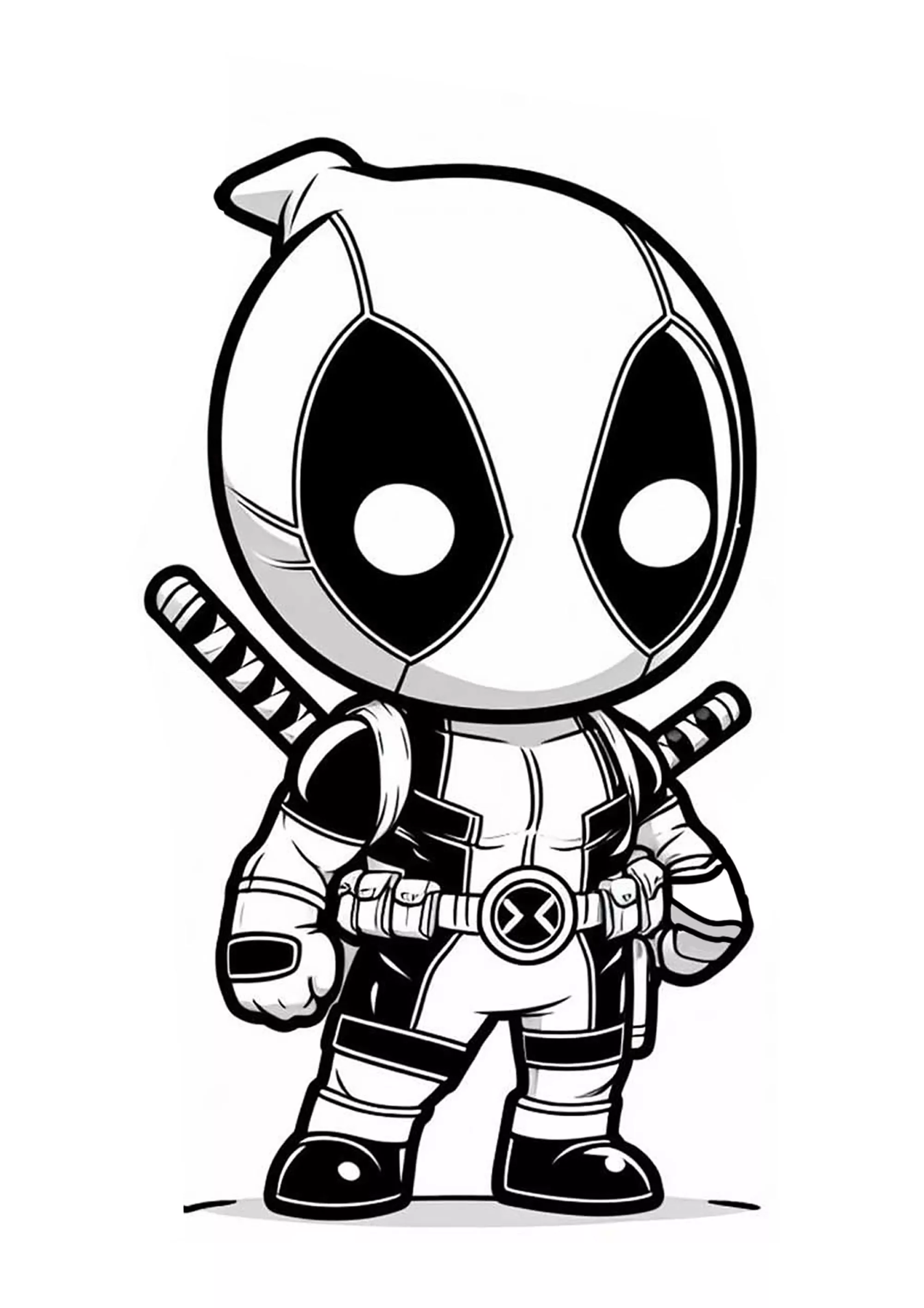 Deadpool Kawaii (Pagina da Colorare per bambini)