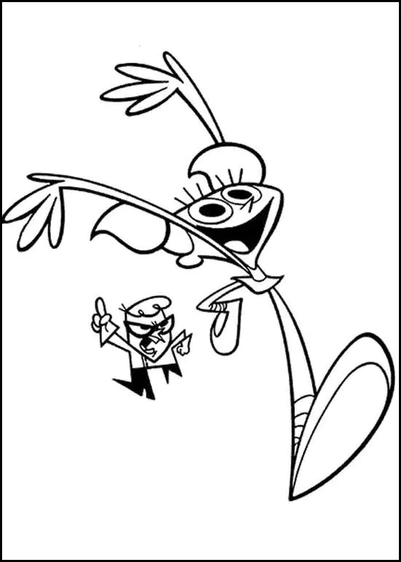 Dexter e sua sorella Dee Dee (Pagina da Colorare per bambini)