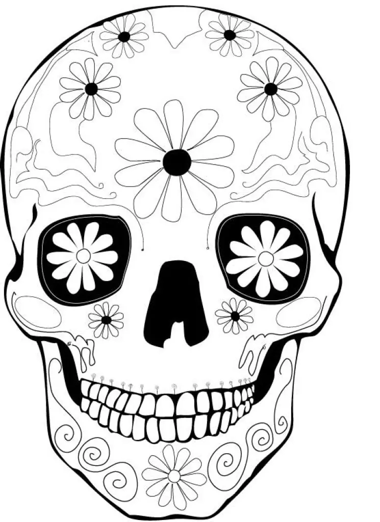 Un incredibile teschio del Día de los Muertos da colorare (Dia De Los Muertos (Il Giorno dei Morti))