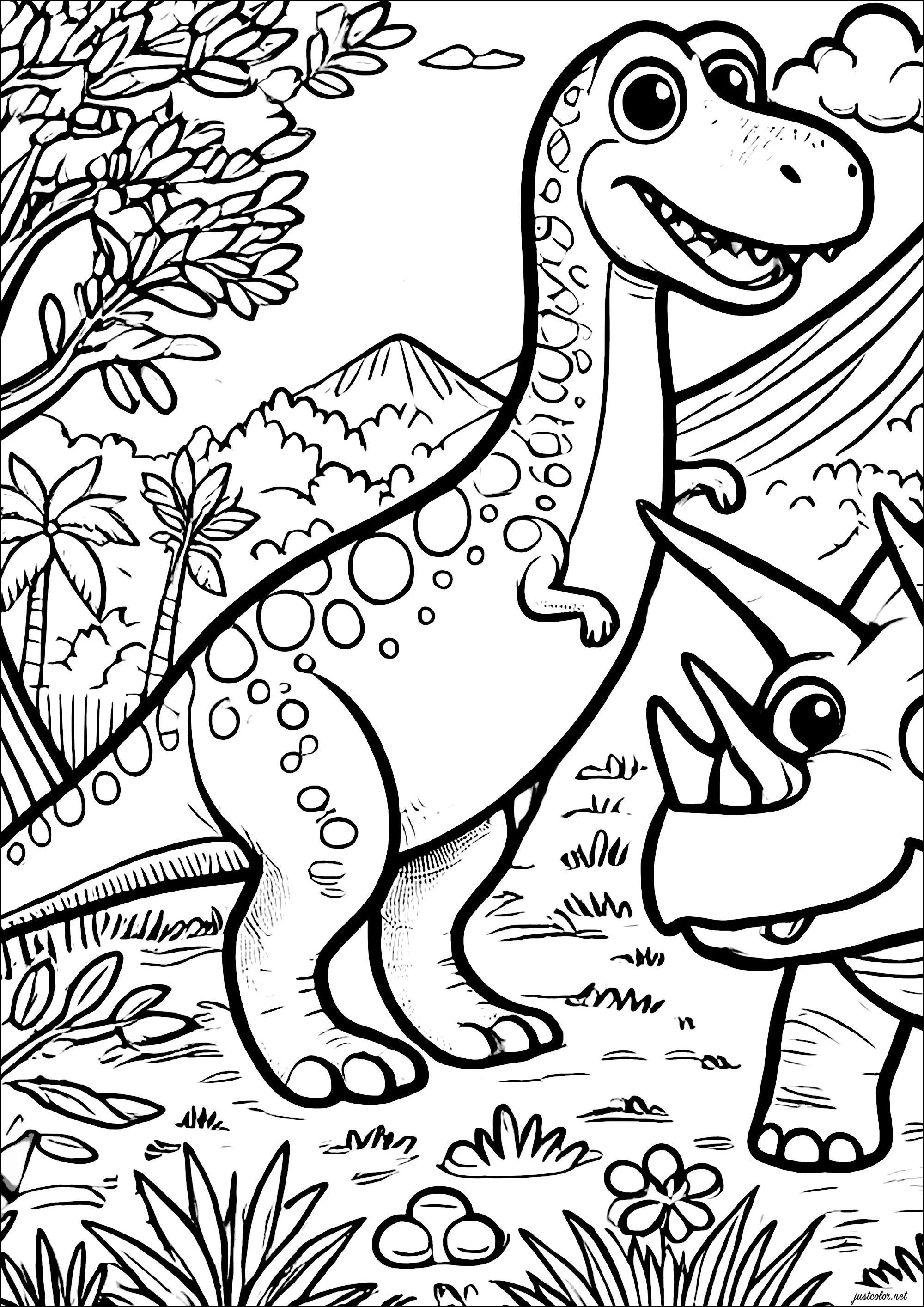 T-Rex sorridente (Pagina Dinosauri da Colorare per bambini)