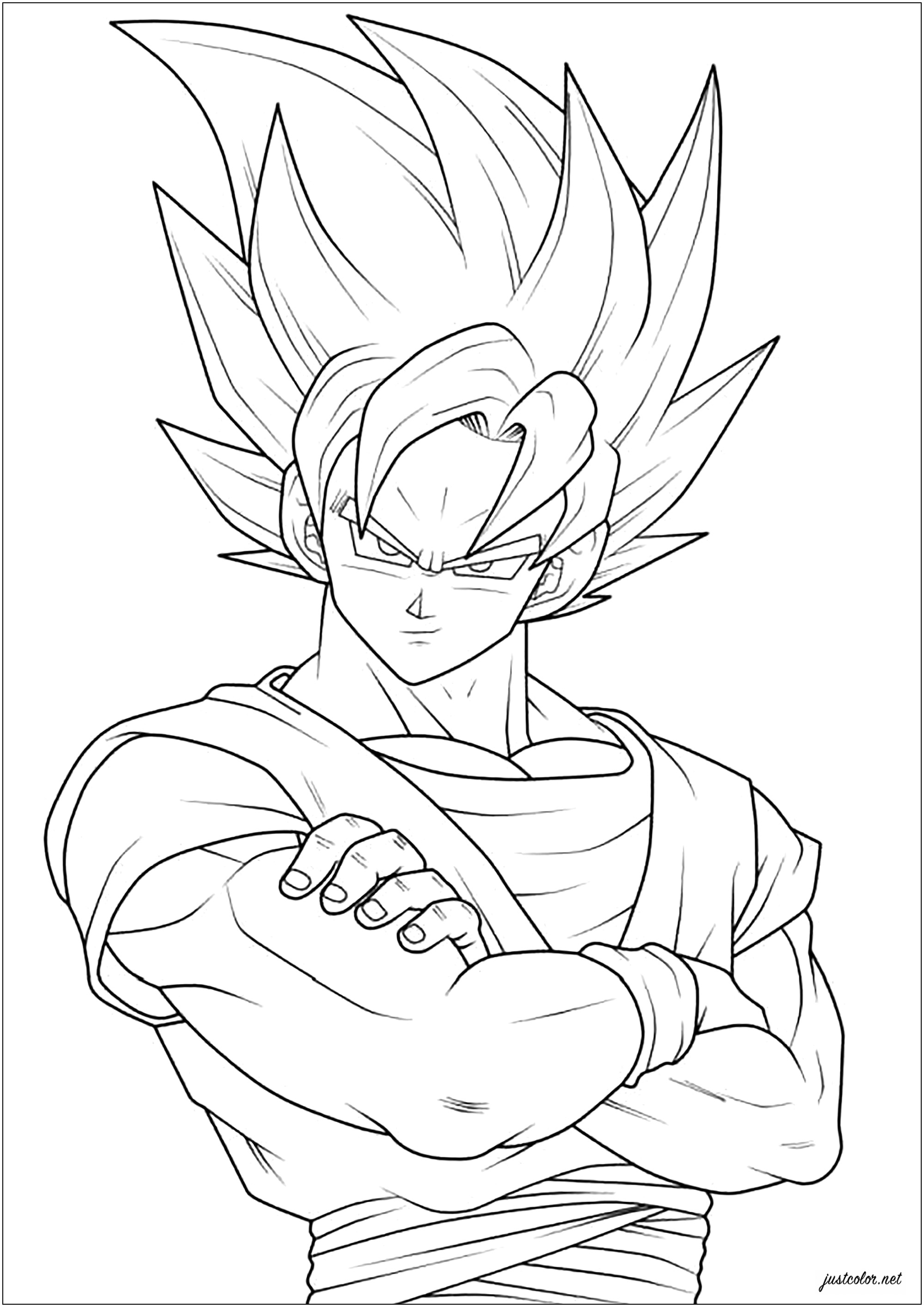 Pagina Dragon Ball da Colorare : Goku molto muscoloso Pagina Dragon Ball da Colorare per bambini : Goku molto muscoloso