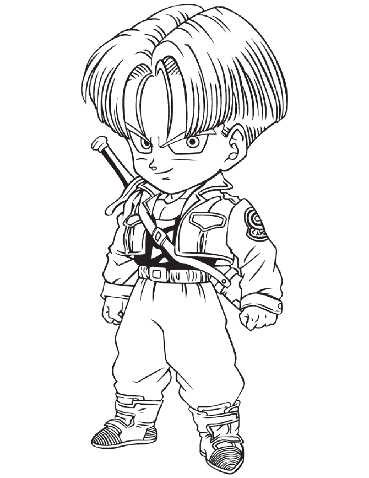 Pagina Dragon Ball da Colorare : Bauli del futuro versione SD Pagina Dragon Ball da Colorare per bambini : Bauli del futuro versione SD
