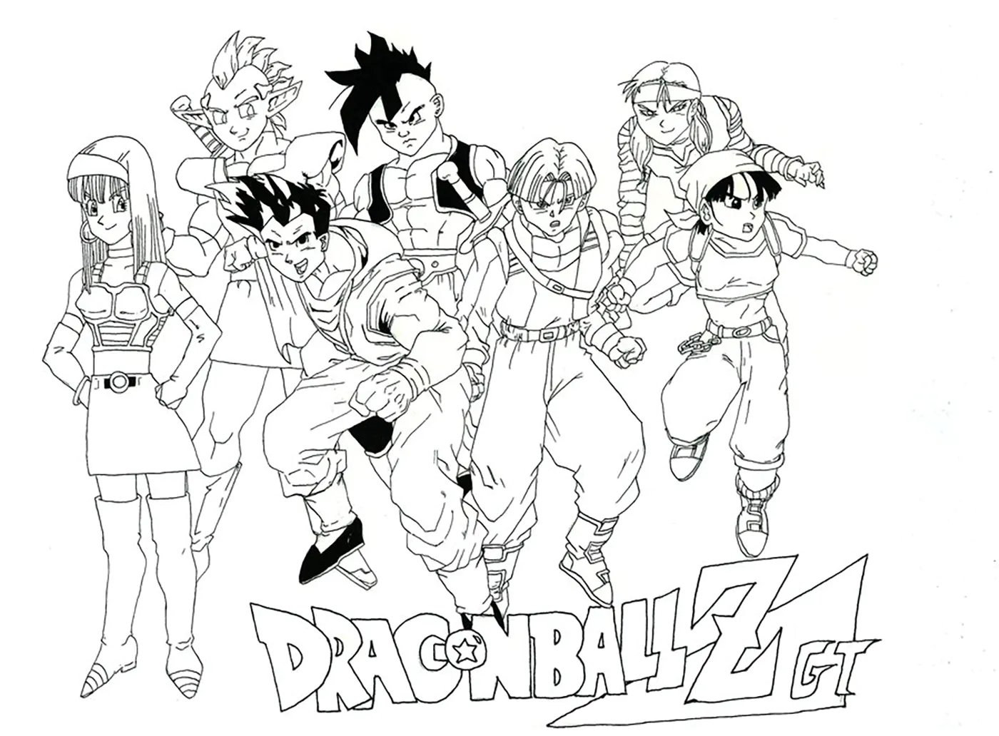 Pagina da colorare per bambini con Dragon Ball da stampare