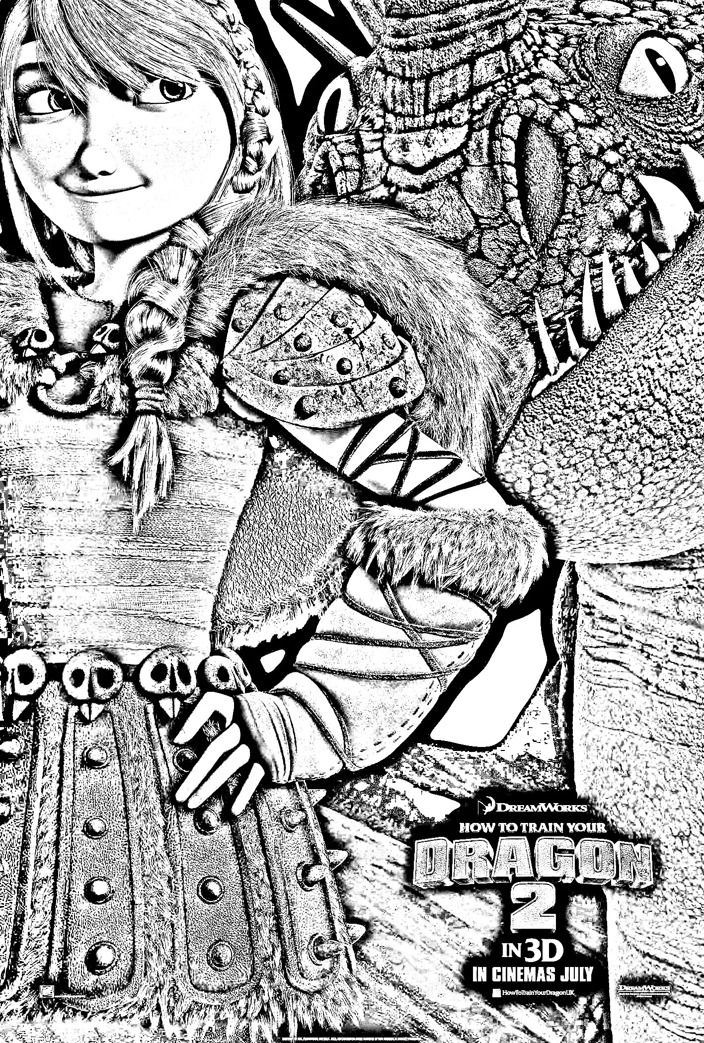 Draghi da colorare 2 da stampare per bambini (Dragon Trainer 2)
