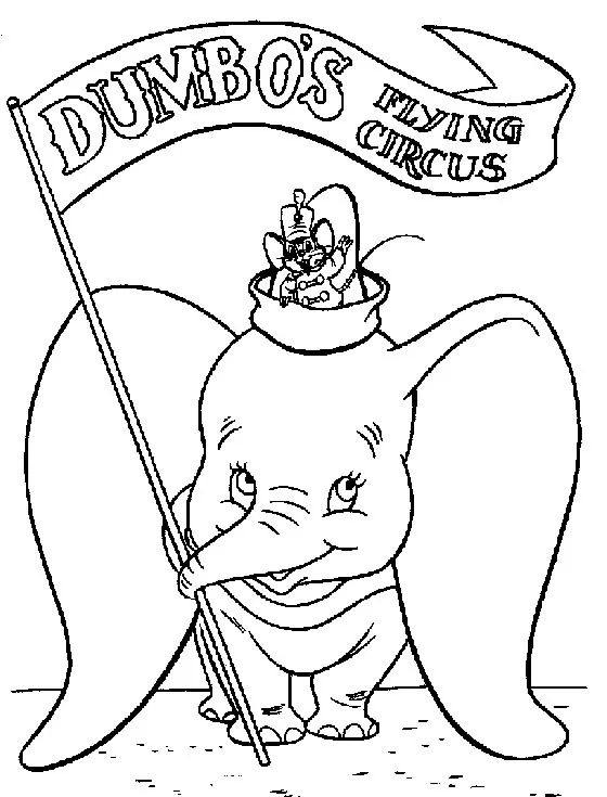 Da stampare per bambini, la colorazione di Dumbo. (Pagina da Colorare per bambini)