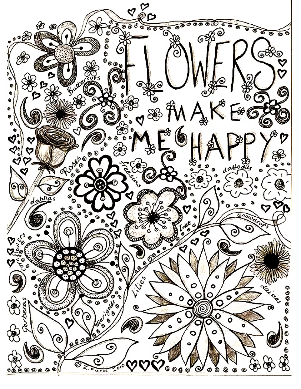 Dessin di fiori (Pagina da Colorare per bambini)