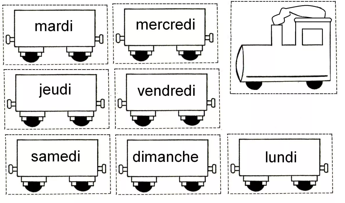 Colora i giorni della settimana da stampare gratuitamente. (Pagina da Colorare per bambini)