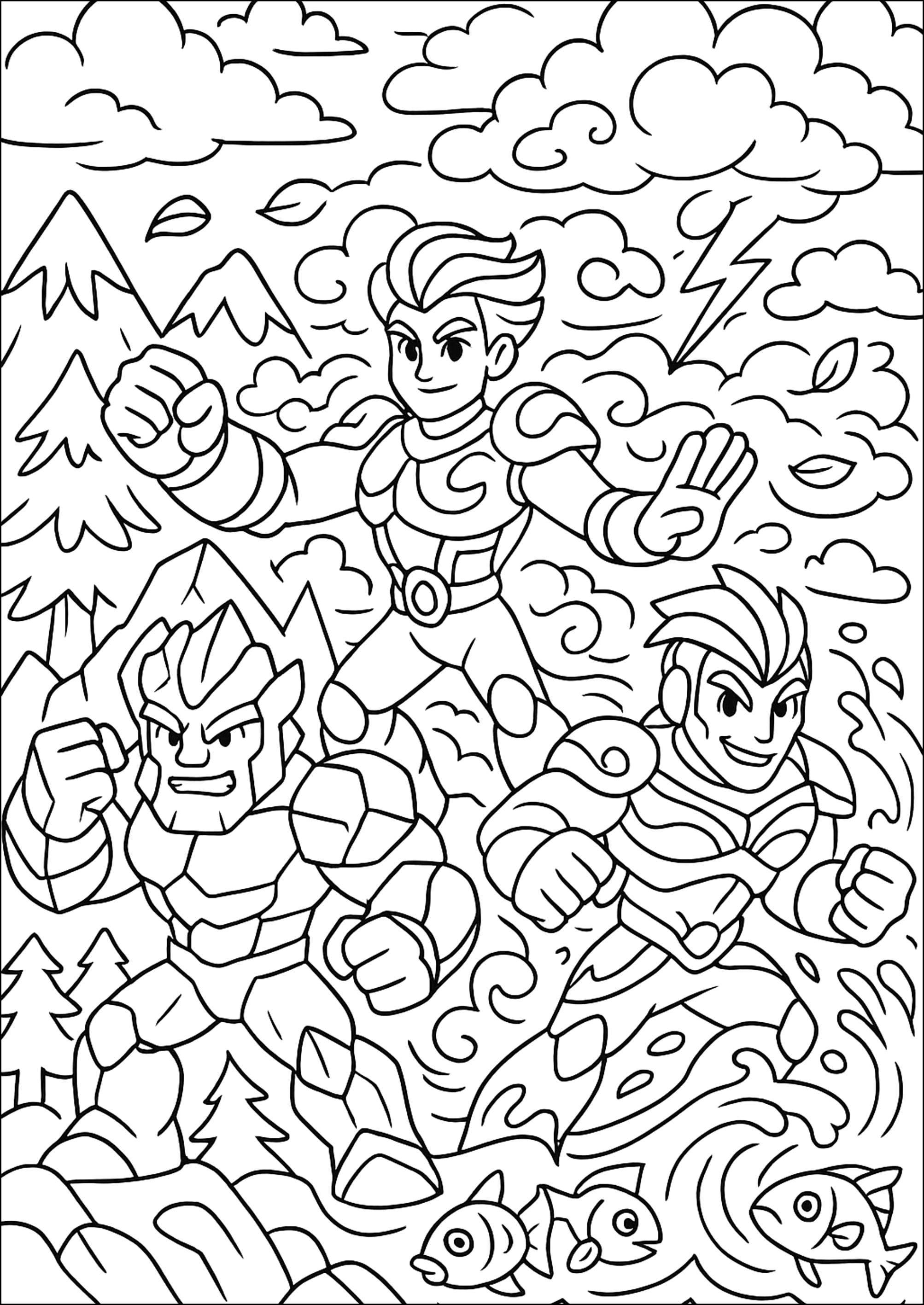 Guardiani Elementali Gormiti (Pagina da Colorare per bambini)