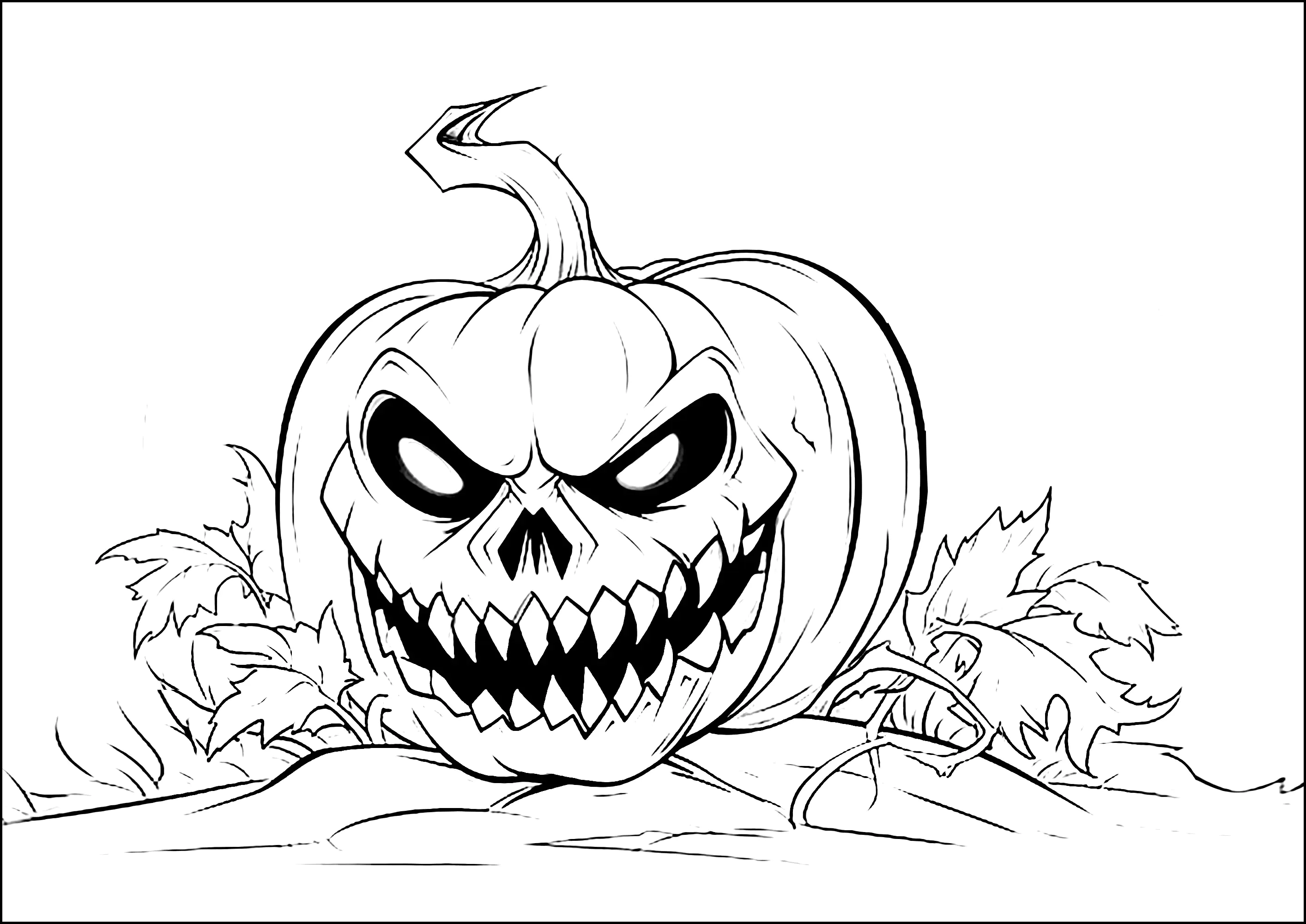Una zucca malvagia per Halloween (Pagina da Colorare per bambini)