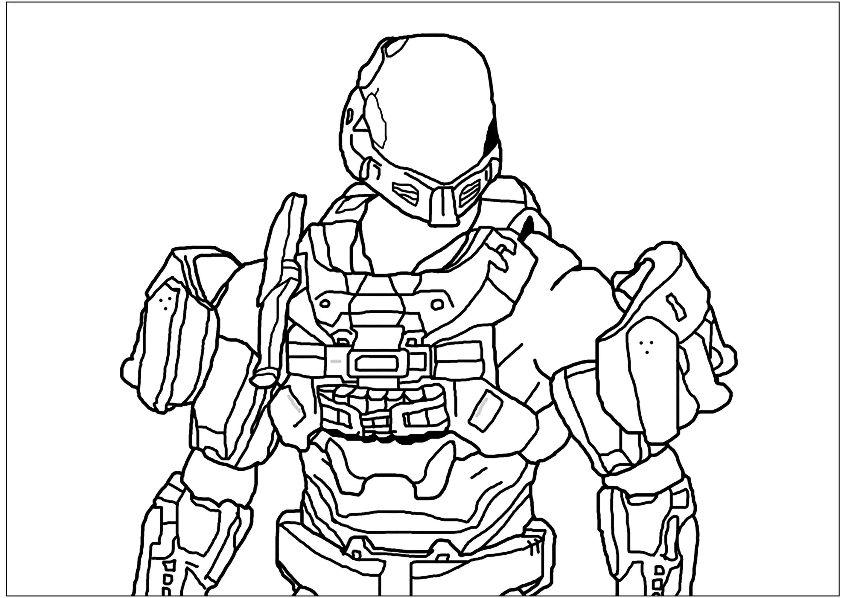 Soldato del videogioco Halo (Pagina da Colorare per bambini)