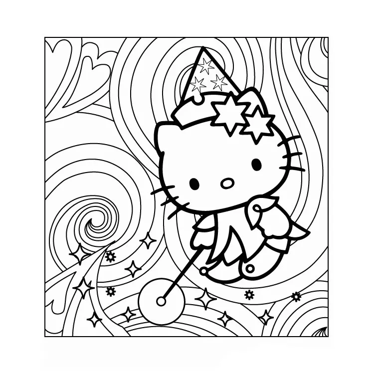 Disegno gratuito di Hello Kitty da stampare e colorare.