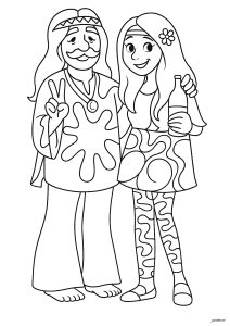 Due s (Pagina Hippie da Colorare)