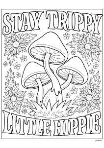 Funghi allucinogeni (Pagina Hippie da Colorare)