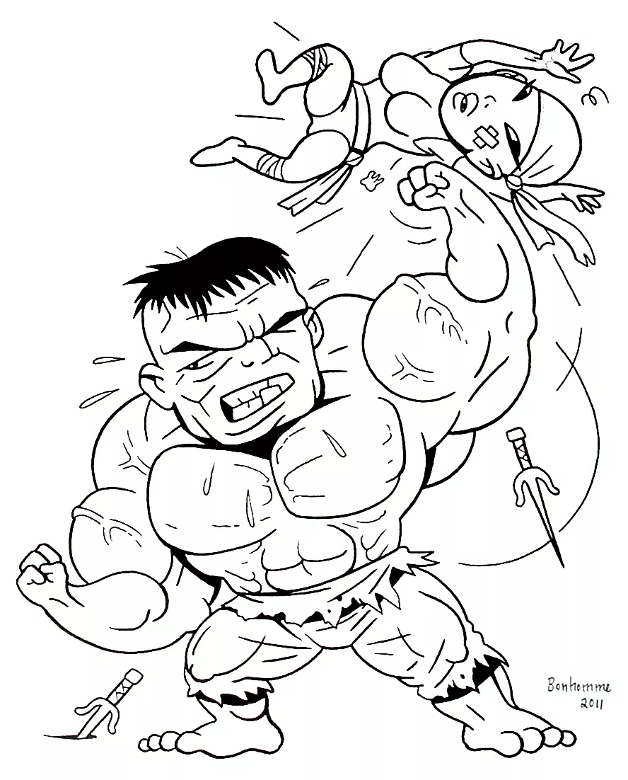 Disegno da colorare di Hulk per bambini