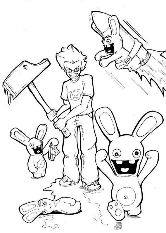 Colori da stampare per bambini dei Conigli Pazzi (Pagina I Rabbids da Colorare per bambini)