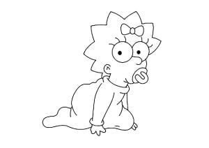 La piccola Maggie Simpson (Pagina I Simpson da Colorare)