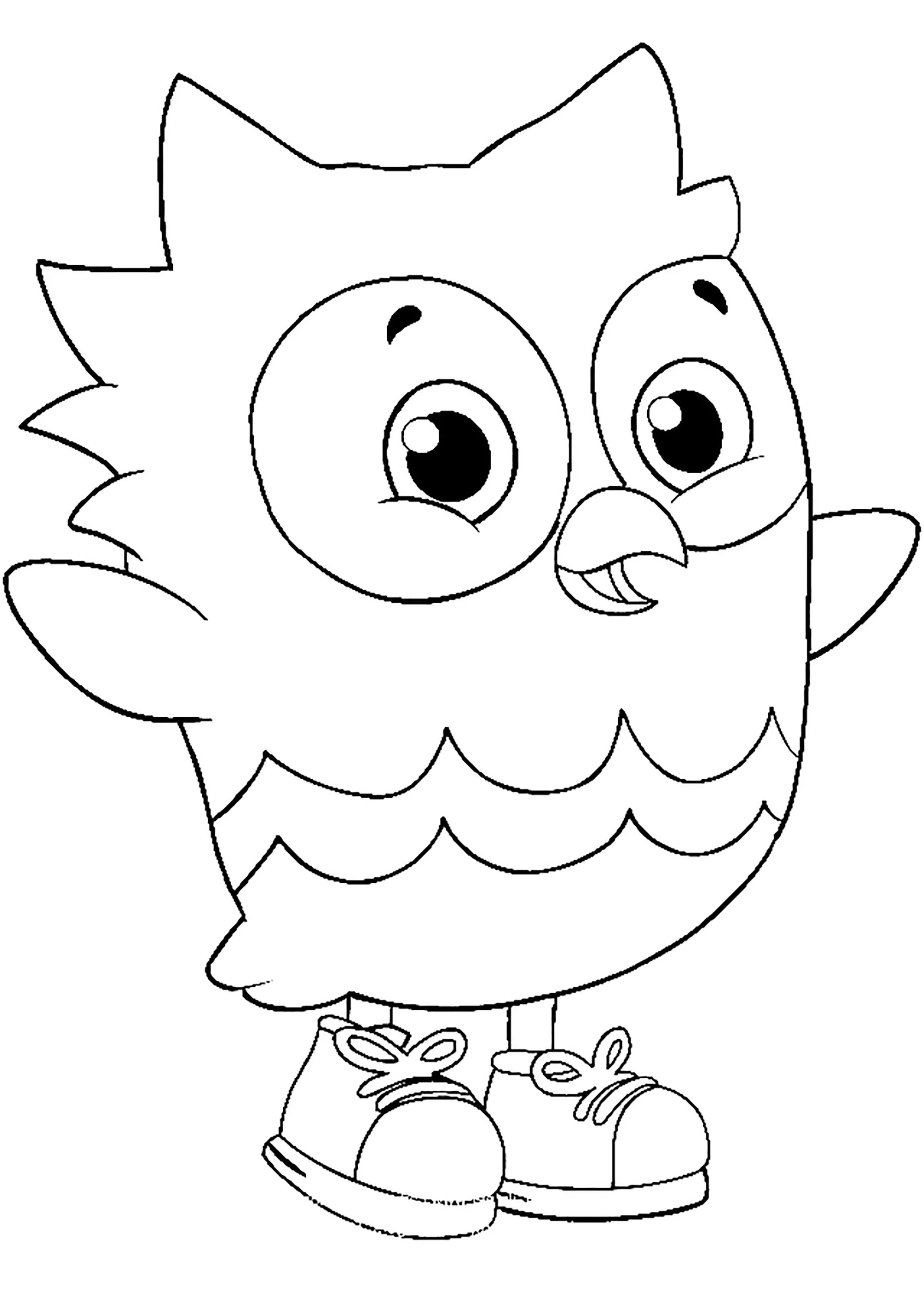 Oh, il gufo. (Pagina Il Villaggio di Dany da Colorare per bambini)