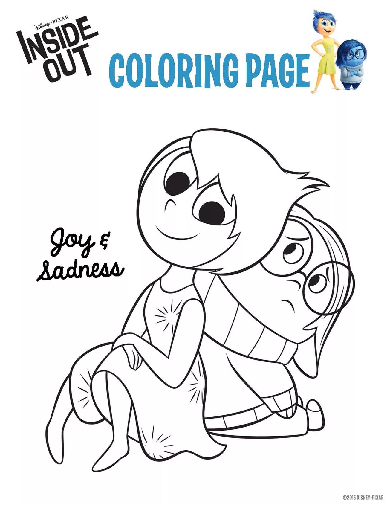 Viceversa: Tristezza e gioia (Pagina Inside Out da Colorare per bambini)