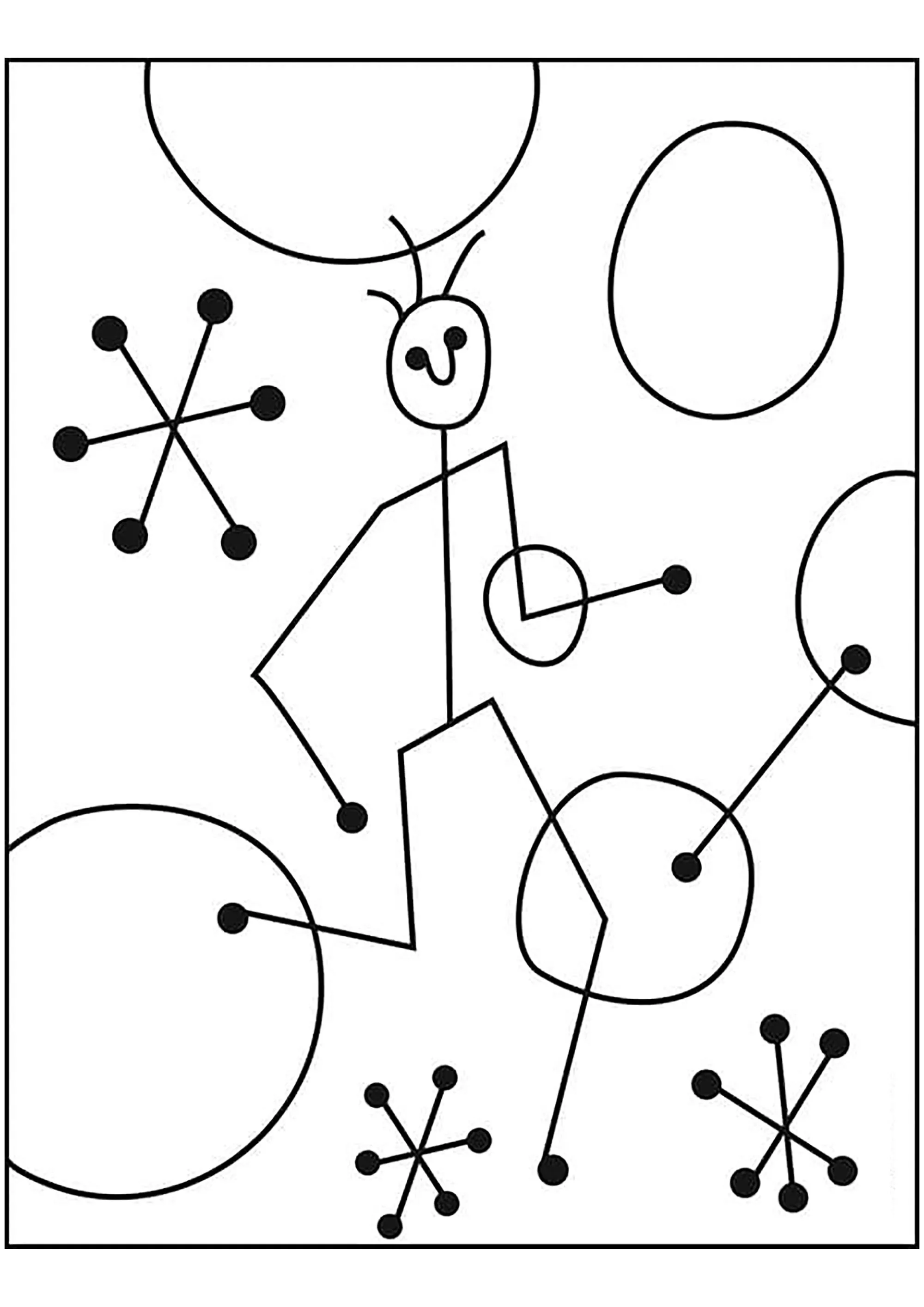 Uomo che corre, di Joan Miró (Pagina da Colorare per bambini)