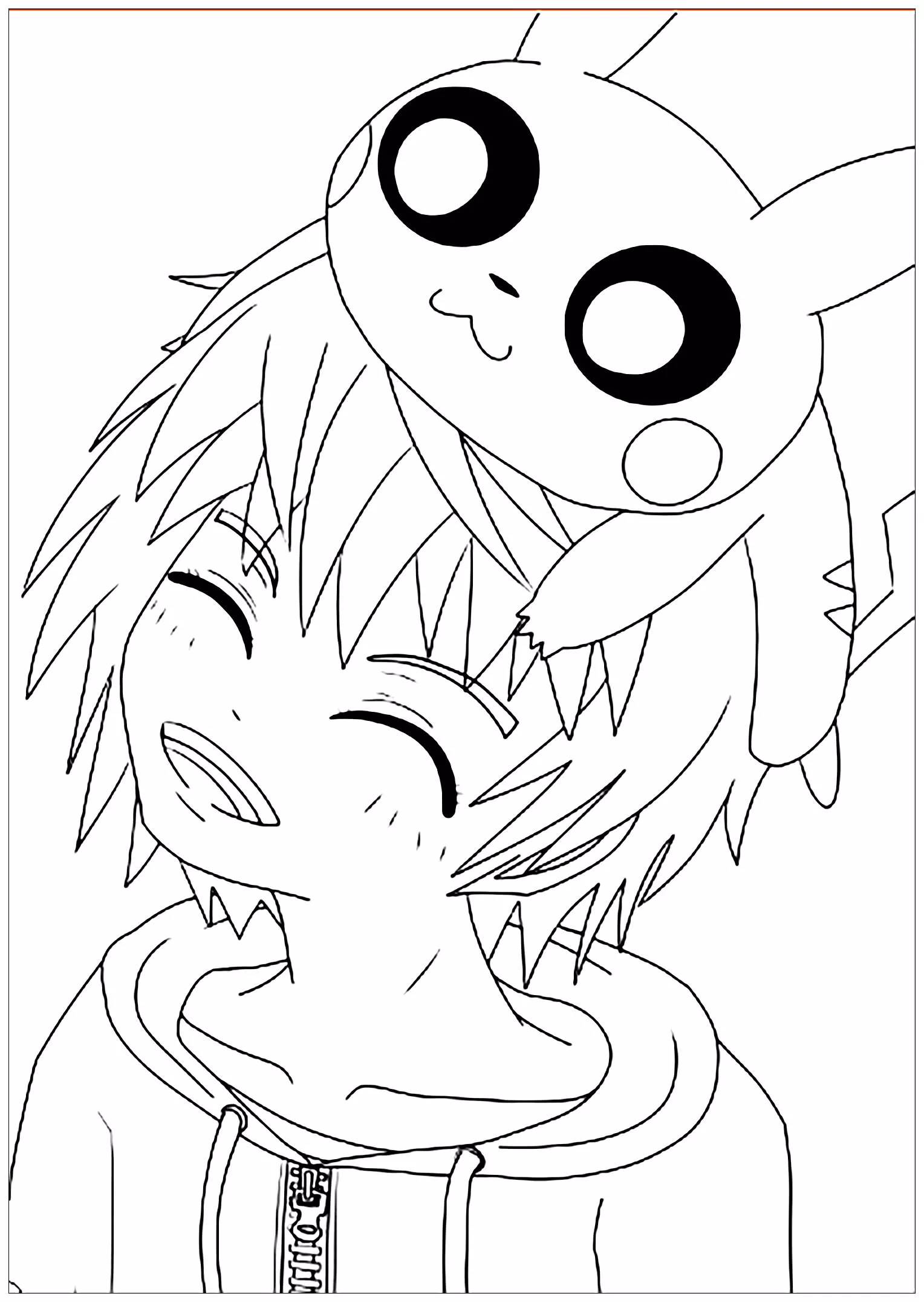 Pagina da colorare per bambini con Kawaii da scaricare