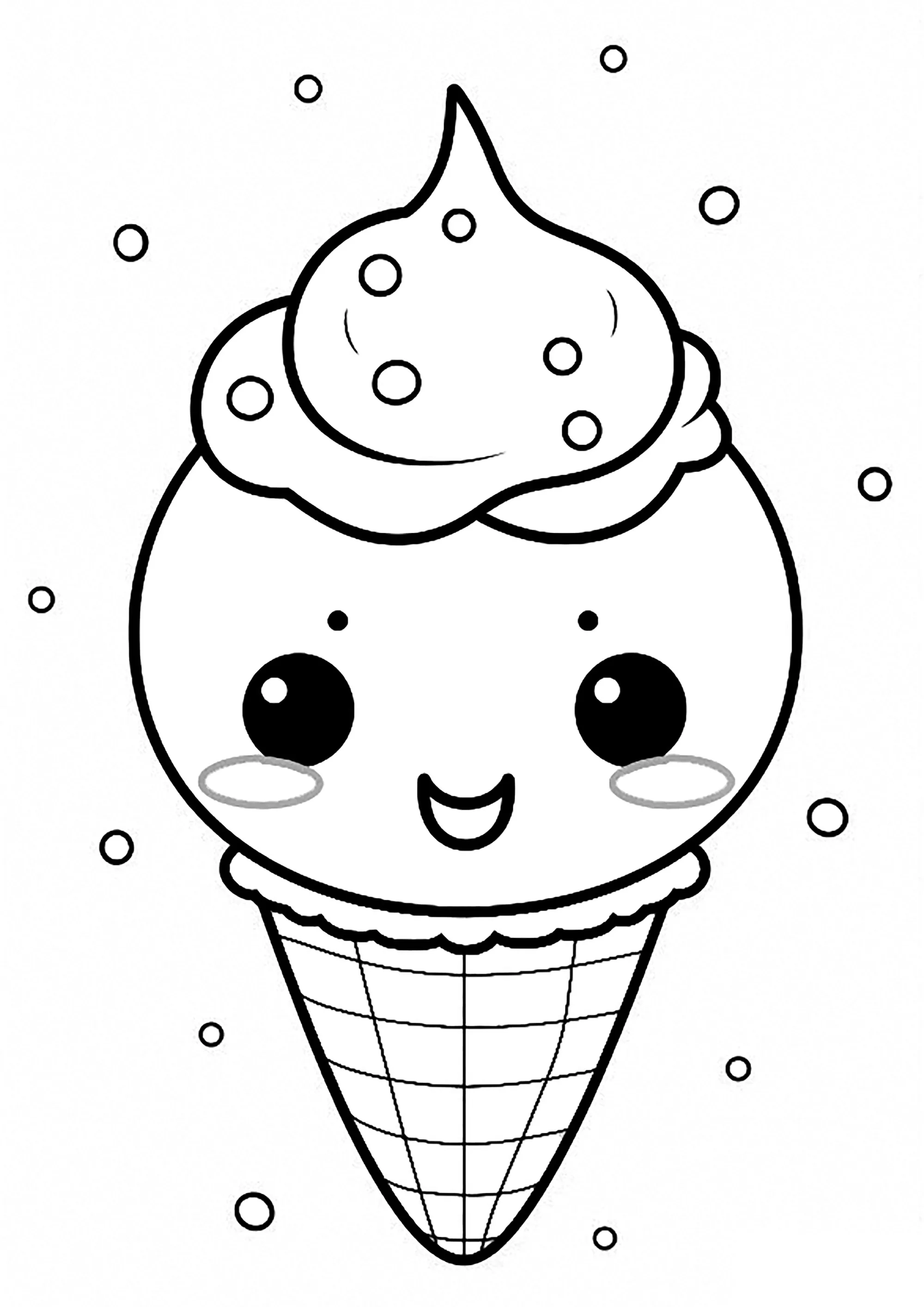 Gelato kawaii (Pagina da Colorare per bambini)