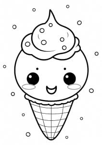 Pagina da Colorare per bambini : Gelato kawaii