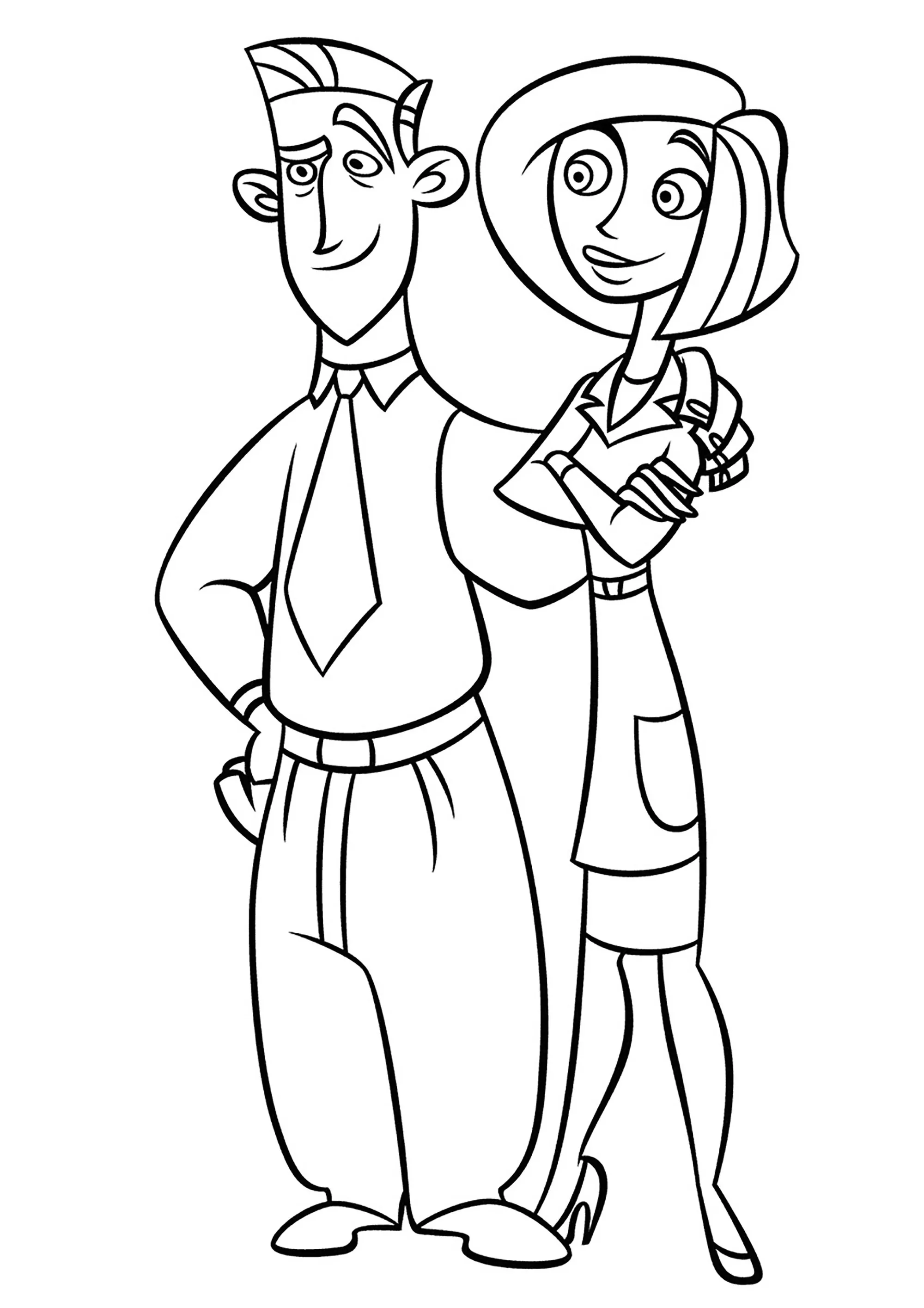 I genitori di Kim Possible (Pagina da Colorare per bambini)