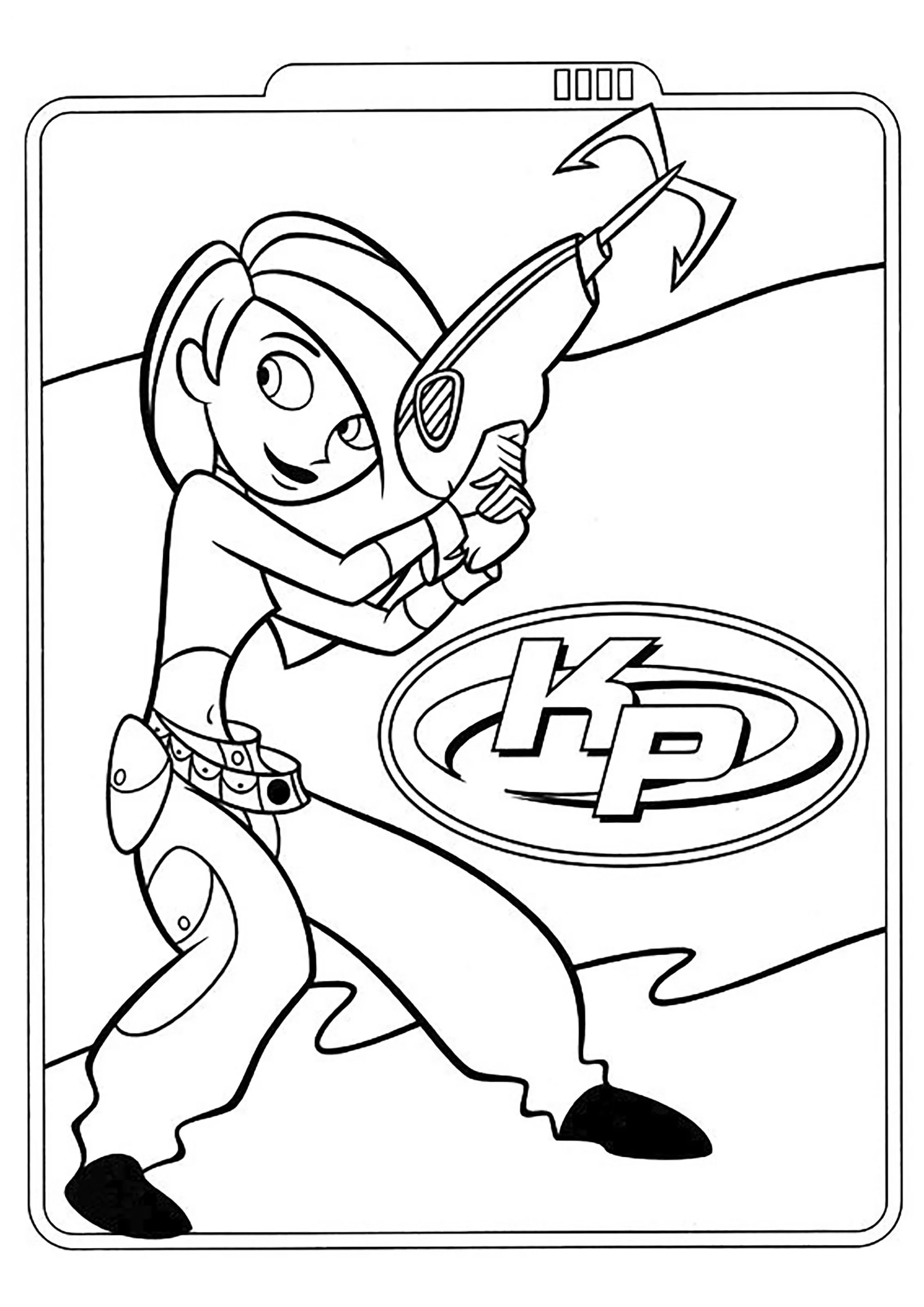 Kim Possible e la sua pistola (Pagina da Colorare per bambini)