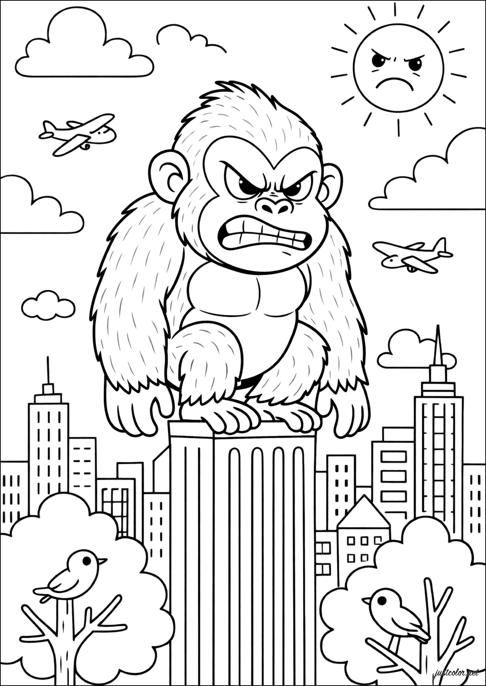Domina la città (Pagina King Kong da Colorare per bambini)