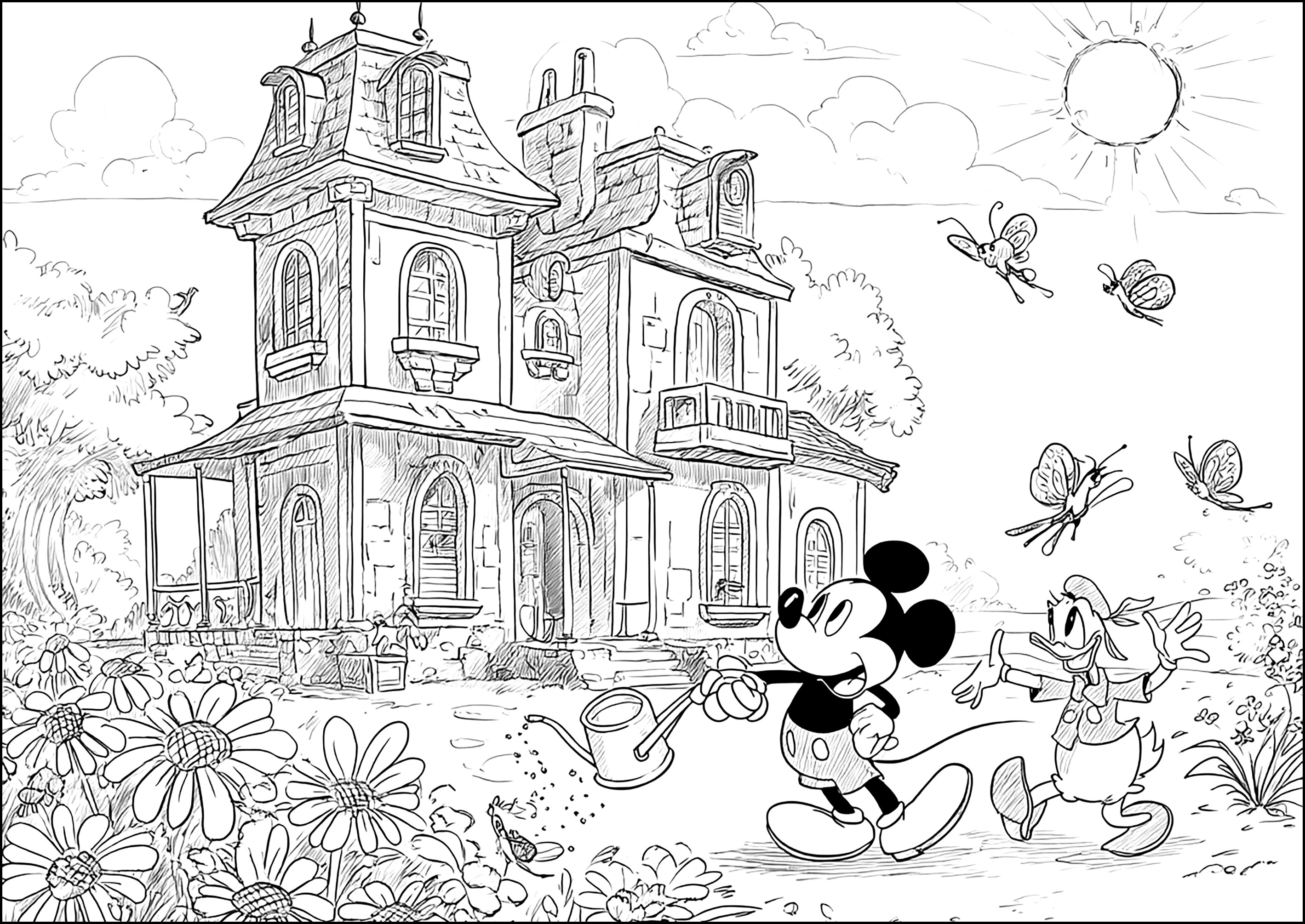 Disegno ispirato a La Casa di Topolino (Pagina da Colorare per bambini)