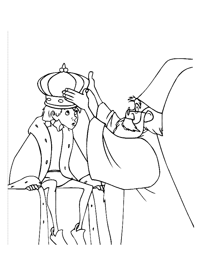 Scarica gratuitamente il disegno di Merlino l'incantatore da colorare. (La spada nella roccia)