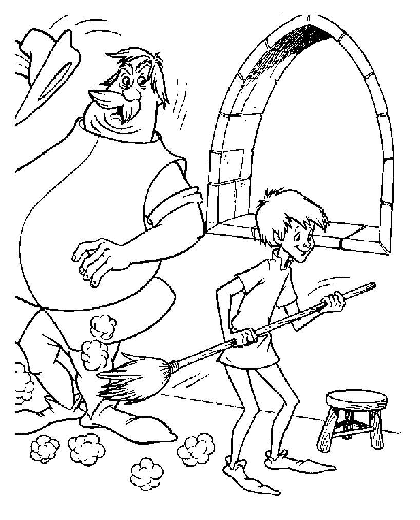 Colora gratuitamente Merlin l'incantatore (Pagina La spada nella roccia da Colorare per bambini)