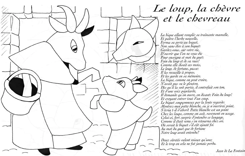 Da stampare per bambini, le favole di La Fontaine da colorare.