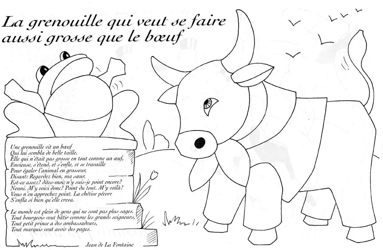 Libro da colorare delle favole di La Fontaine per bambini (Le favole di La Fontaine)