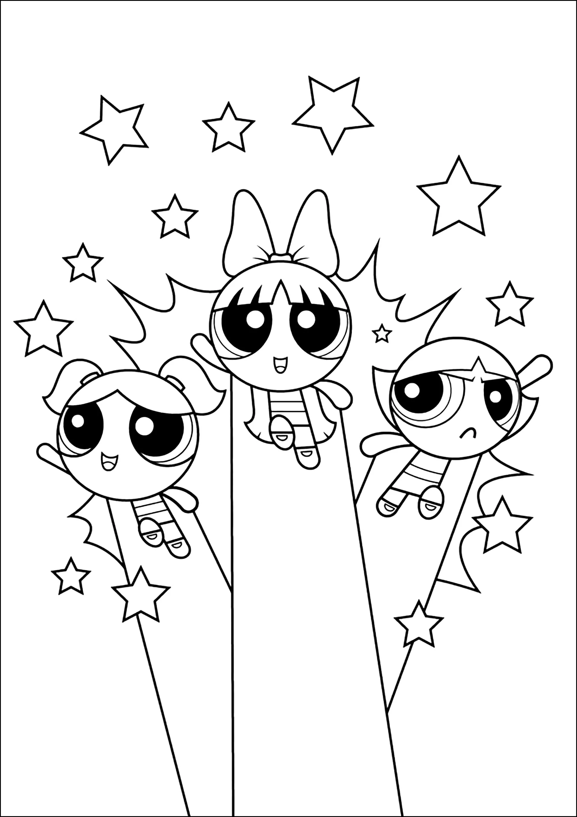 Le Superchicche prendono il volo (Pagina Le Super Nanas da Colorare per bambini)