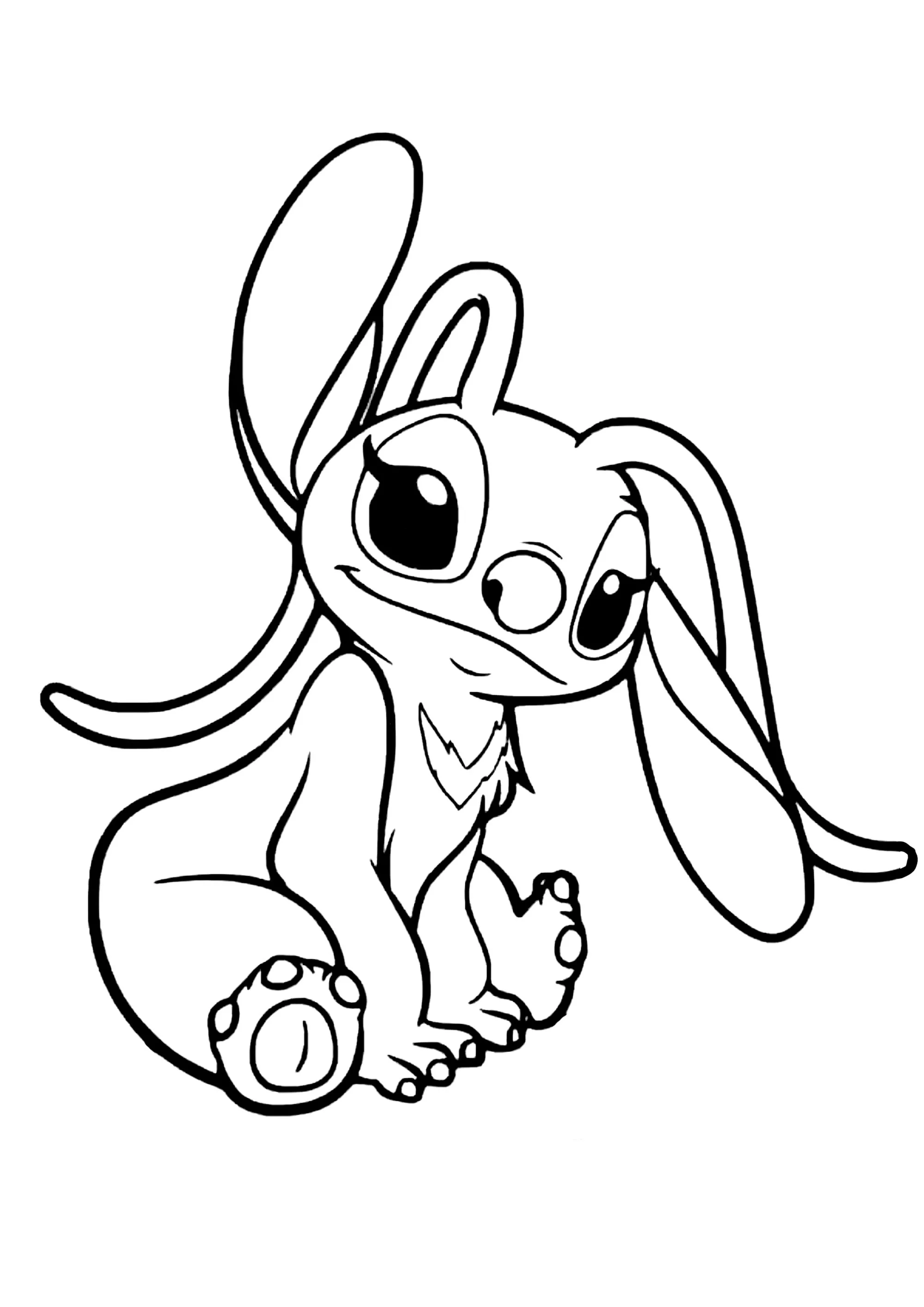 Angel: un bel disegno con linee spesse. (Pagina Lilo e Stitch da Colorare per bambini)