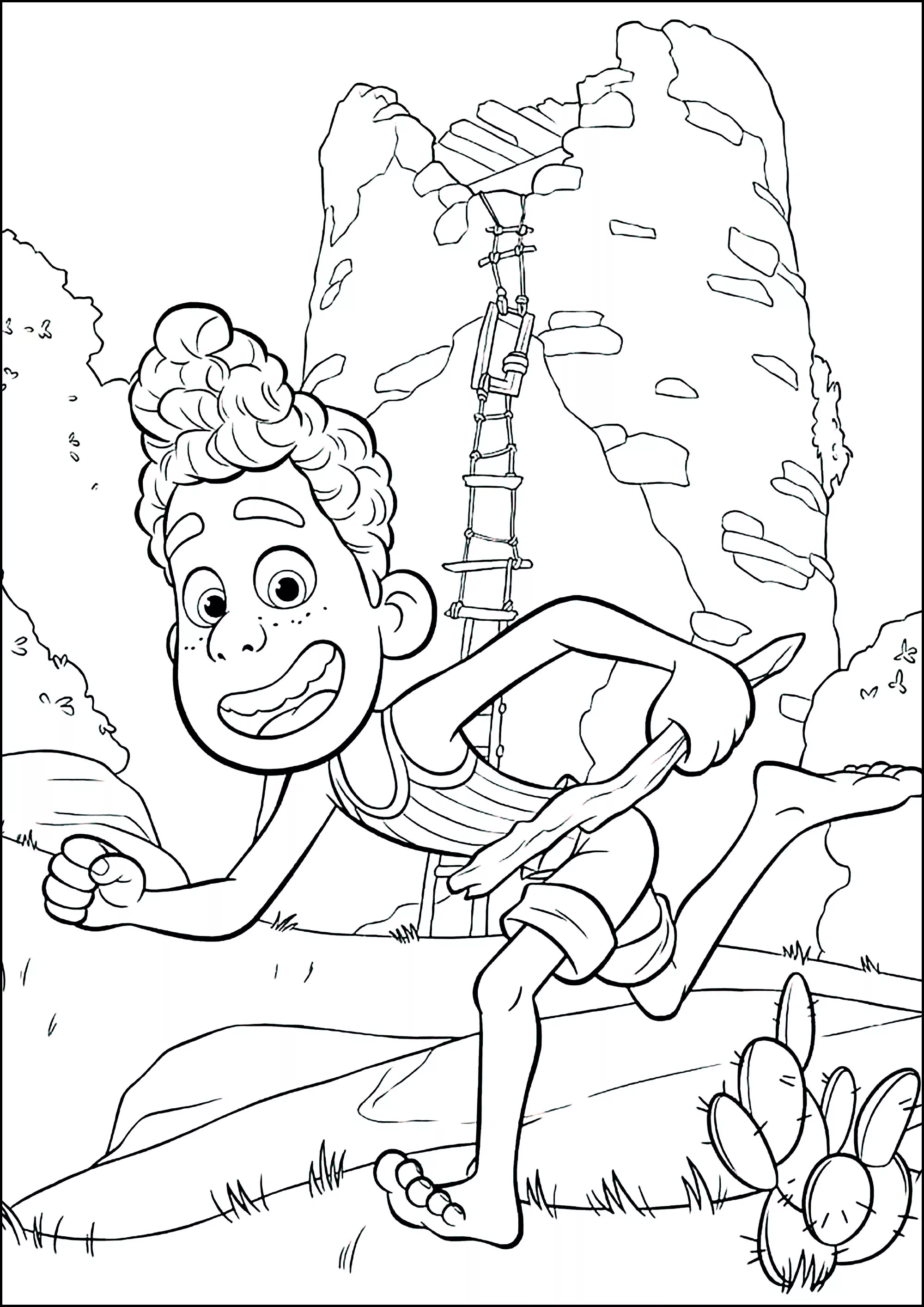 Luca in piena corsa (Pagina da Colorare per bambini)