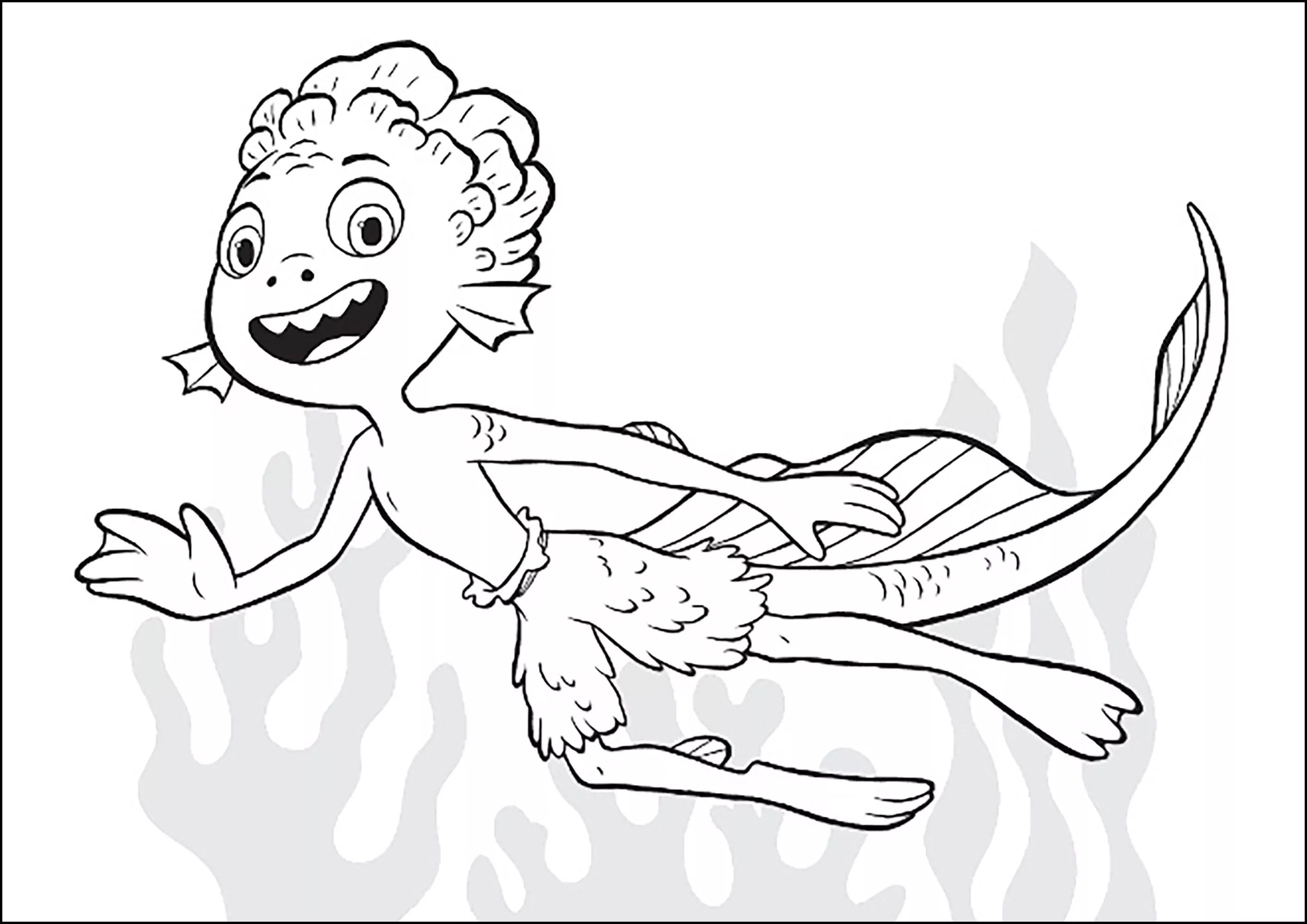 Alberto nuota. (Pagina Luca da Colorare per bambini)