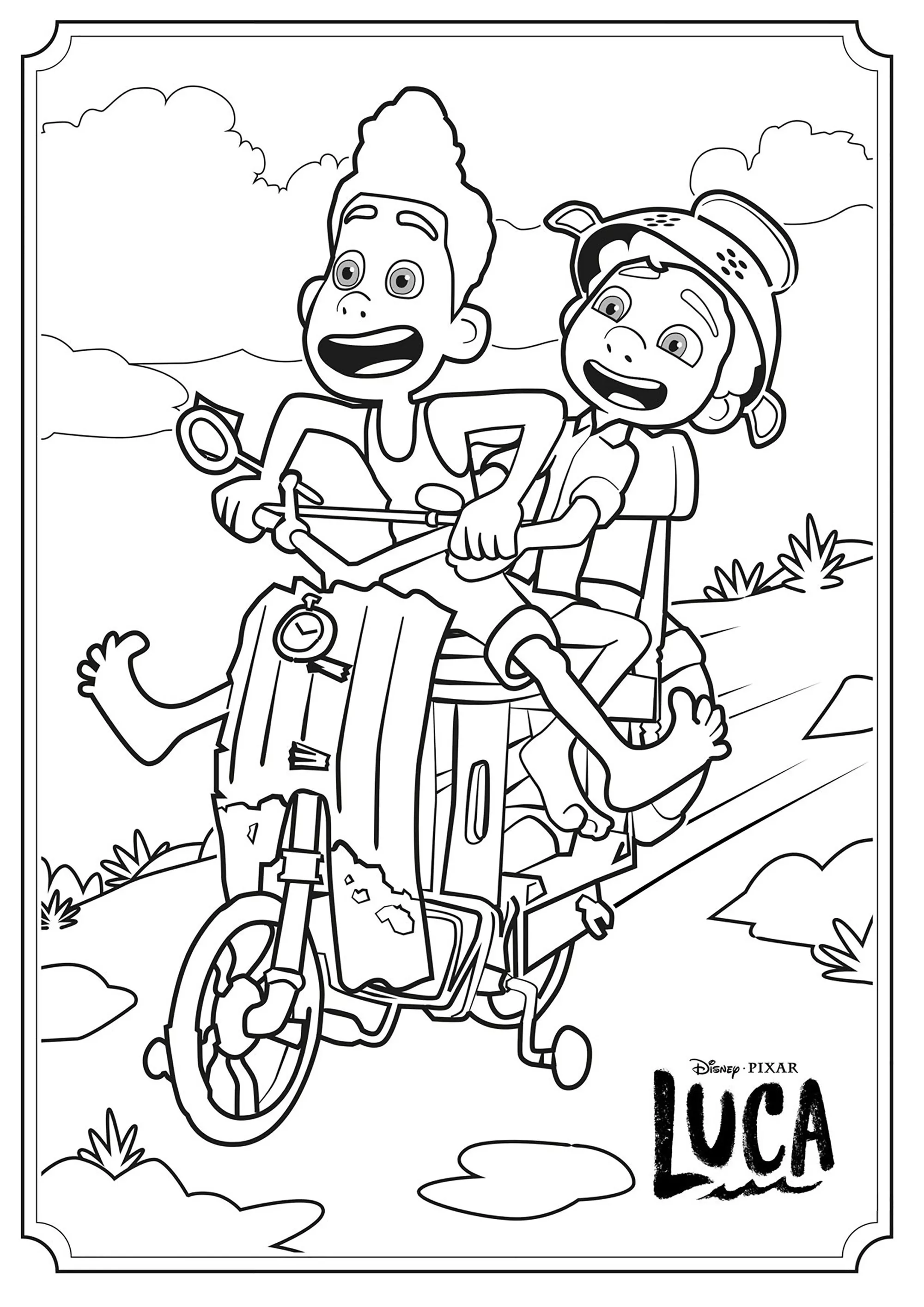 Luca e il suo amico (Pagina da Colorare per bambini)
