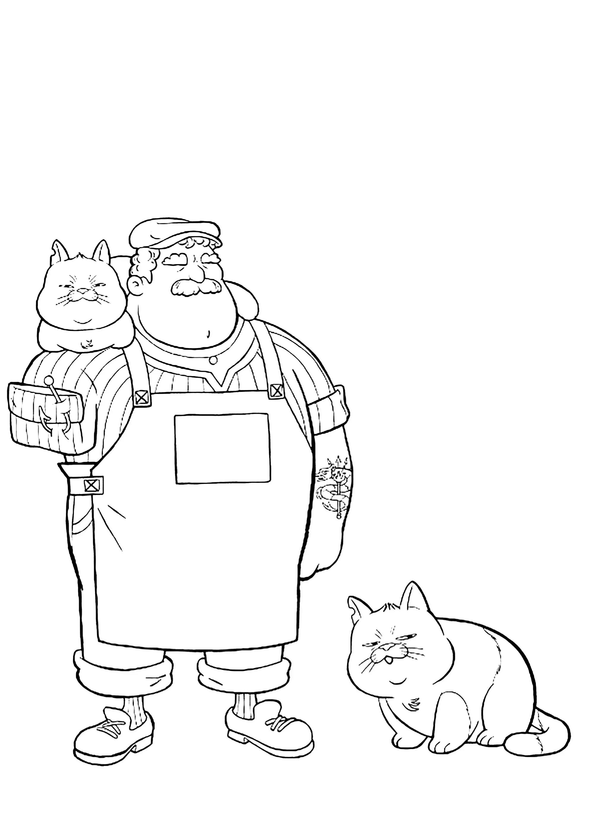 Massimo Marcovaldo e i suoi gatti. (Pagina Luca da Colorare per bambini)