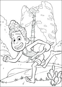 Pagina da Colorare per bambini : Luca in piena corsa