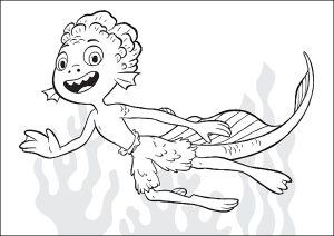 Pagina Luca da Colorare per bambini : Alberto nuota.