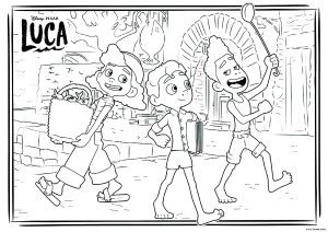 Pagina da Colorare per bambini : Luca, Alberto e Giulia.