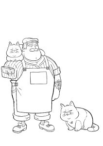 Pagina Luca da Colorare per bambini : Massimo Marcovaldo e i suoi gatti.