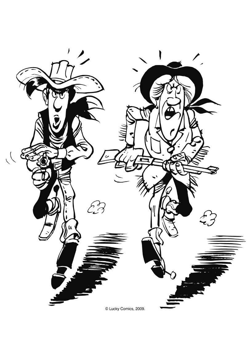 Disegno da colorare di Lucky Luke per bambini - Pagine Lucky Luke da  Colorare, image size:818x1158