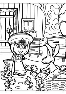 Masha e il coniglio. (Pagina Macha e lOrso da Colorare)