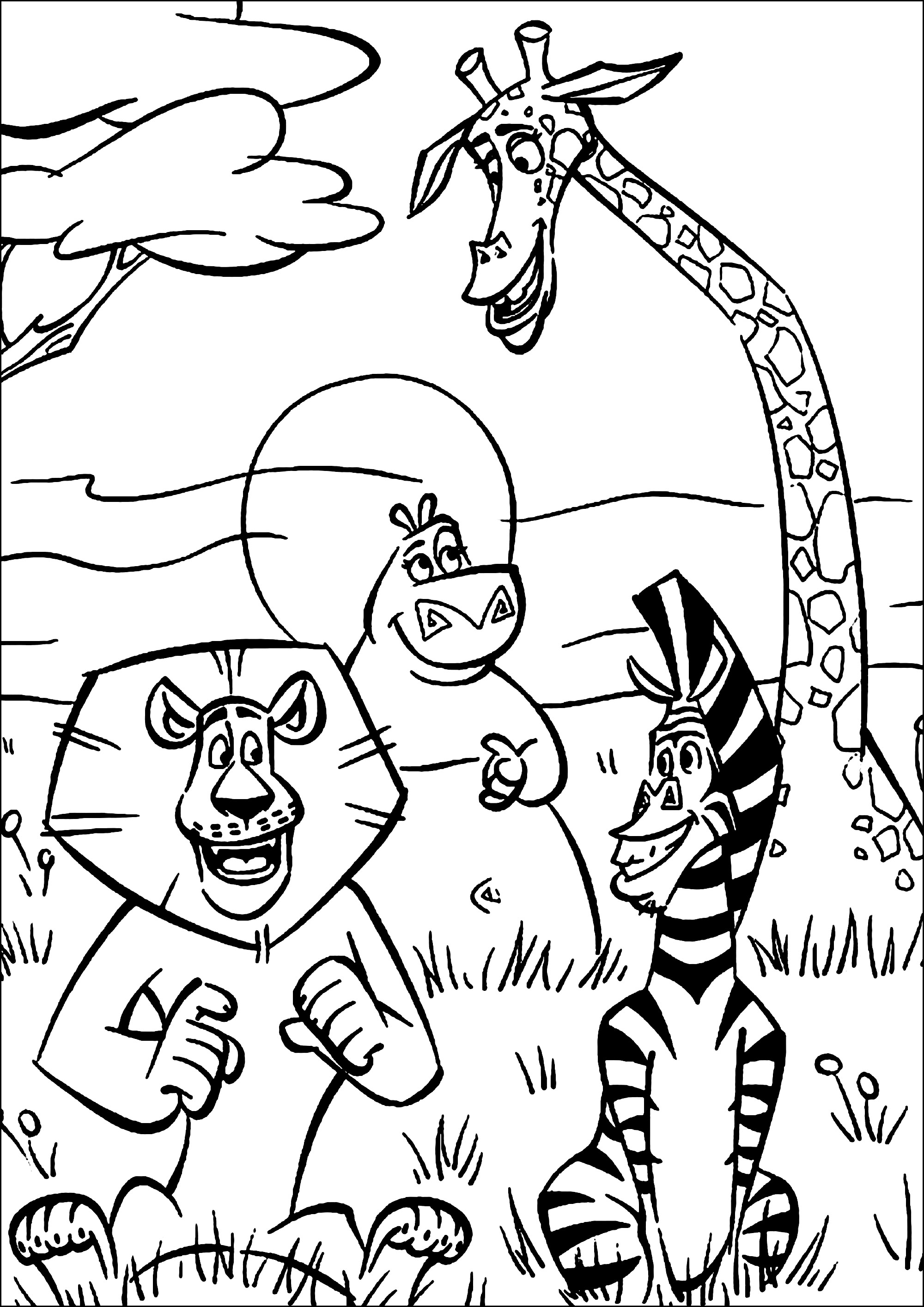 Amici del Madagascar (Pagina da Colorare per bambini)